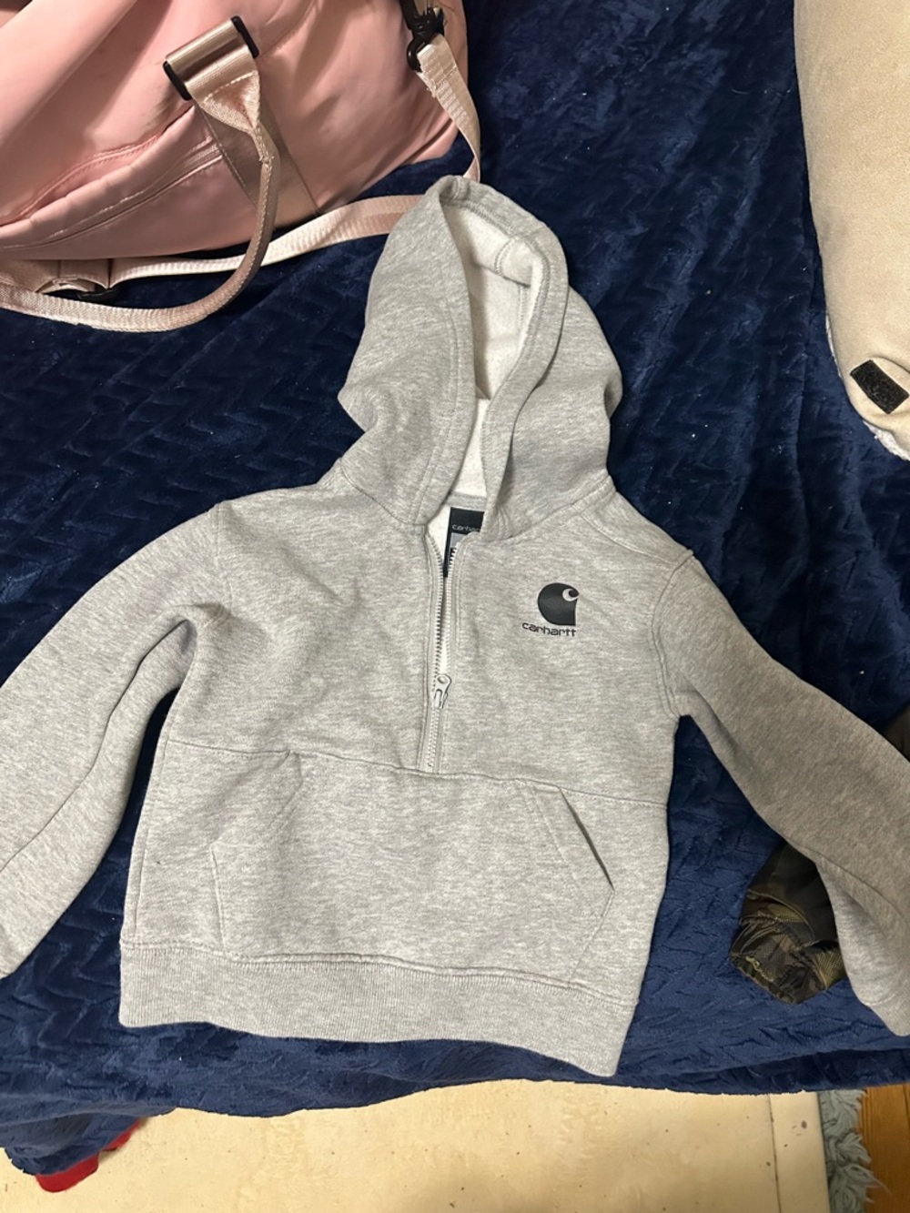 Carhartt Kids Light Gray Half-Zip Hoodie